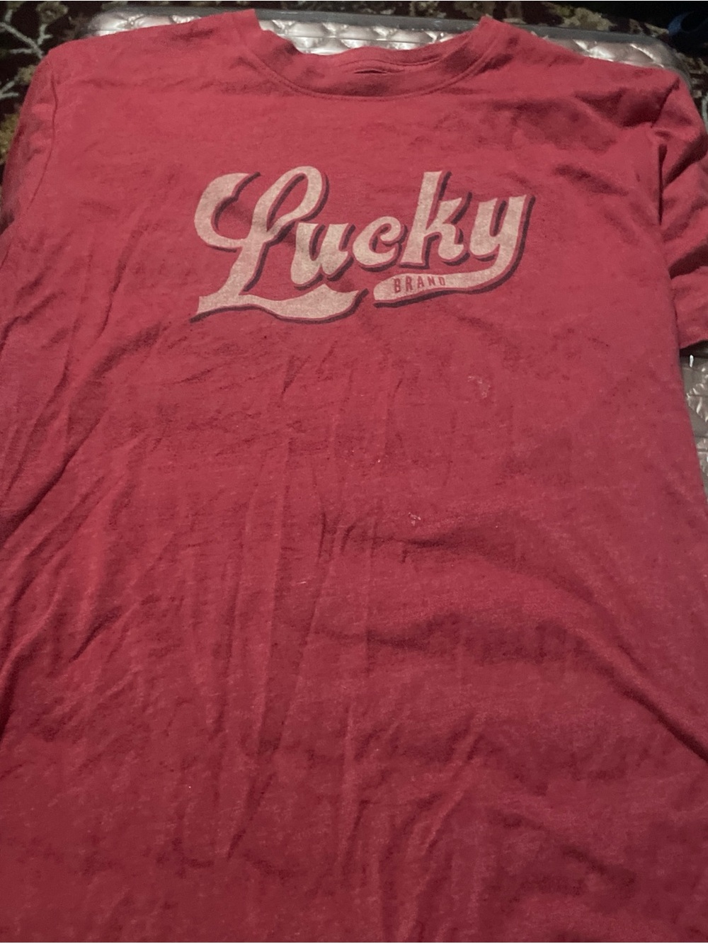 Lucky Brand Men's Vintage-Style Burgundy Graphic Tee